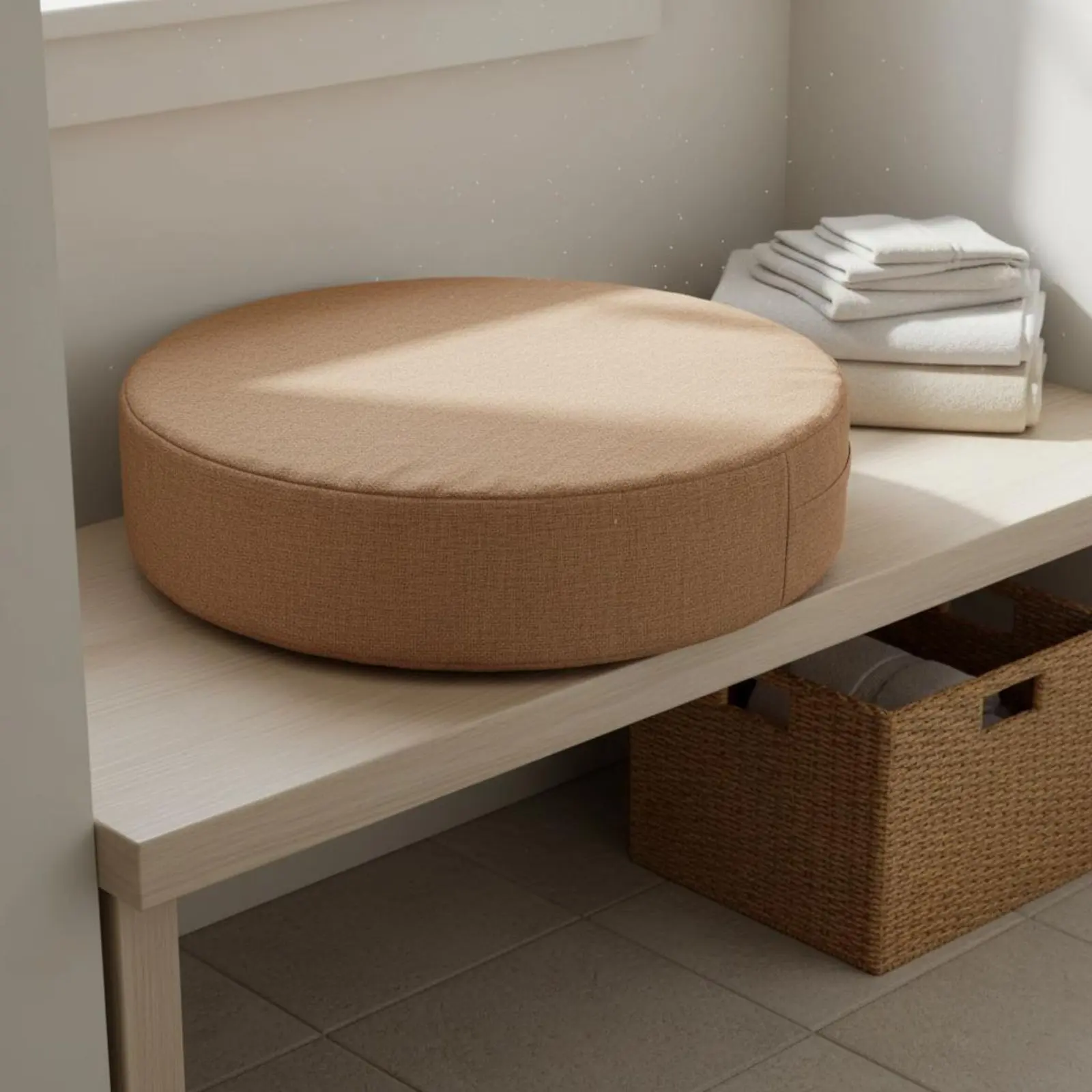 Japanese Floor Pillow Removable Cleanable Cover Round Meditation Pillow Embroidered Zabuton Pillow Retains Shape for Tea Room - view 3