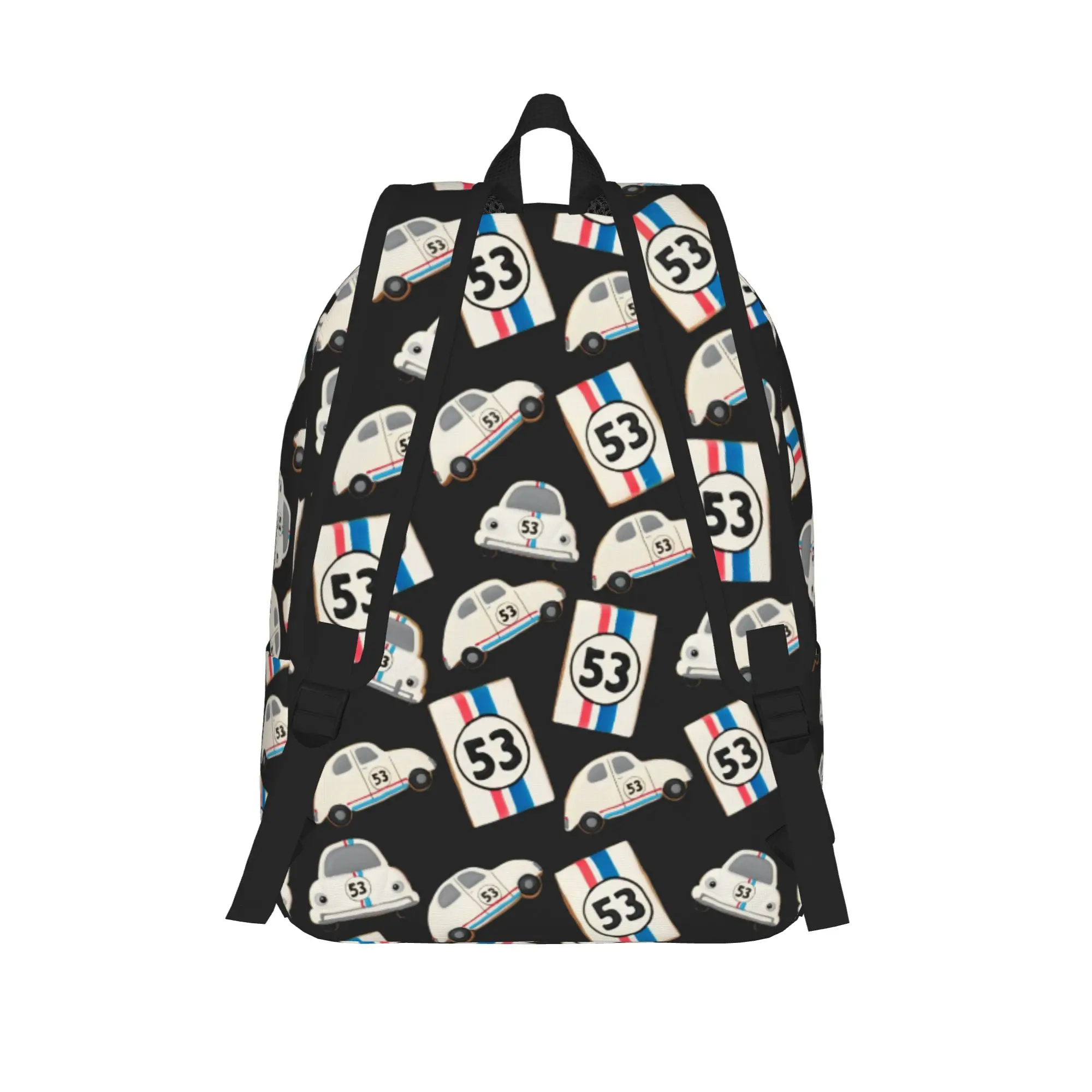 Herbie Number 53 Cool Backpack Durable Student Business Race Car Enthusiasts Stripe Daypack Men Women Laptop Shoulder Bag