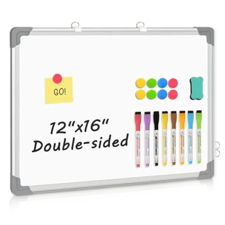 

Double-Sided Board, 16" x 12" Dry Erase Board Small board for Wall Magnetic Hanging Board Dry Erase for College Dorm Room, Scho