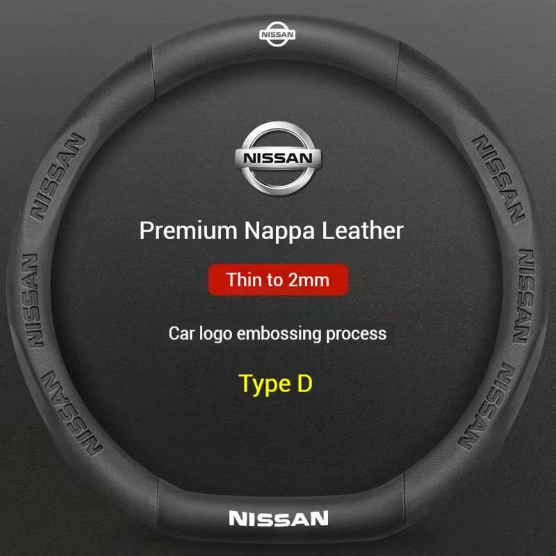 Para Nissan x-trail Qashqai Sentra Serena Tiida Teana Juke Leaf Micra note cubierta de volante de cuero de fibra de carbono antideslizante para coche