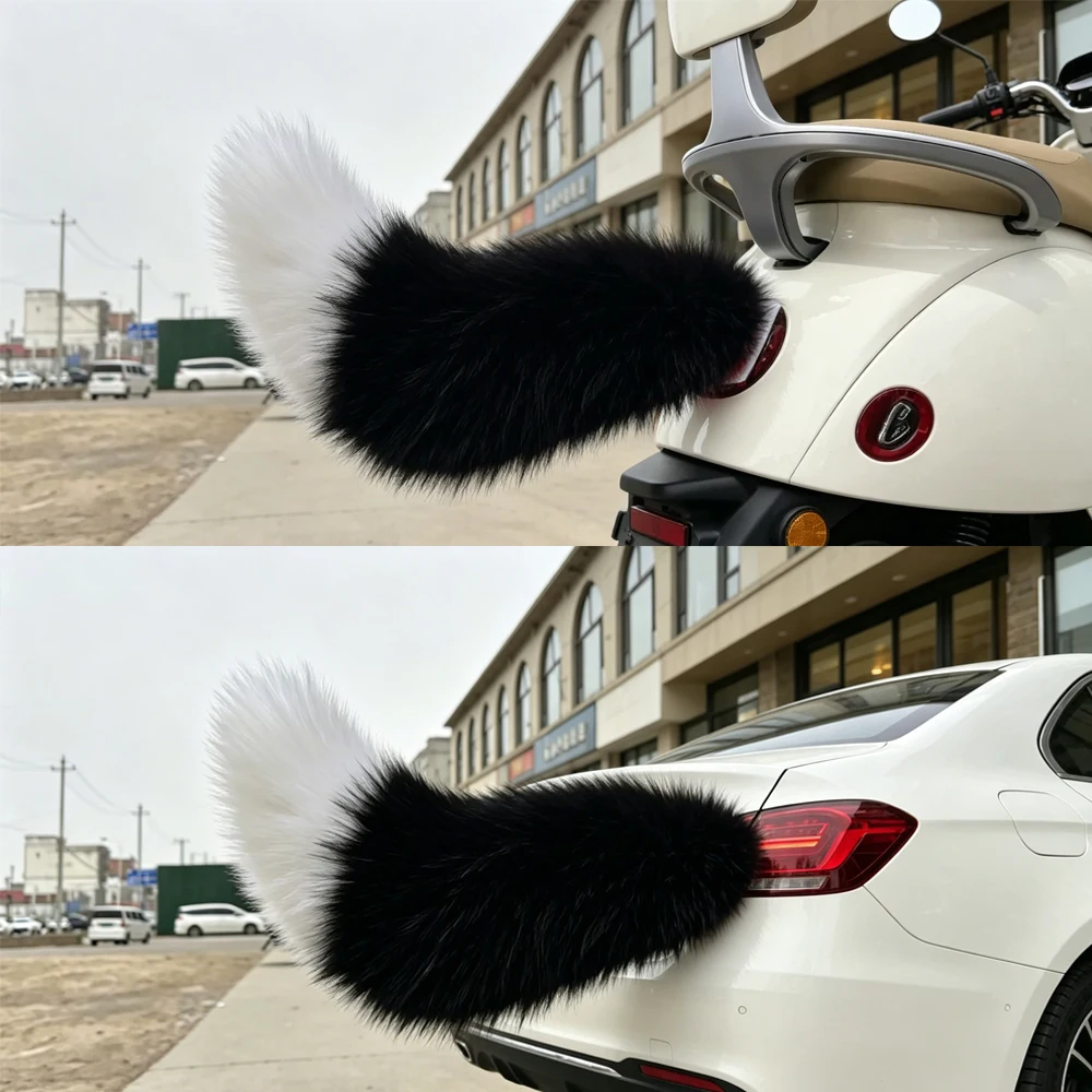 Car Motorcycle Control Electric Fox Tail Decor Removable Plush Car Motorcycle Decoration Funny Cosplay Animal Ornament