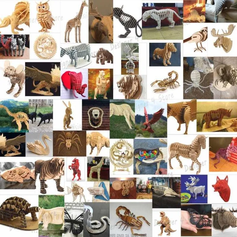 Lasercut 3D Animals Pack +200 Cnc & Laser Cut Files For Cnc Router, Dxf, Svg, Cdr, Ai, Eps Cnc Router, Laser Cutter, Engraver