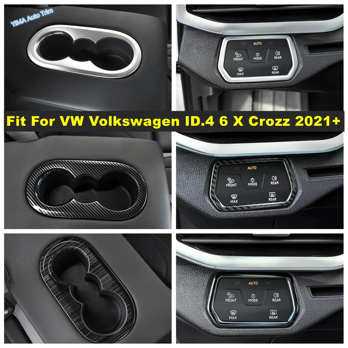 

Car Water Cup Holder Frame Head Light Button Cover Trim For VW Volkswagen ID.4 6 X Crozz 2021 - 2024 Stainless Steel Accessories