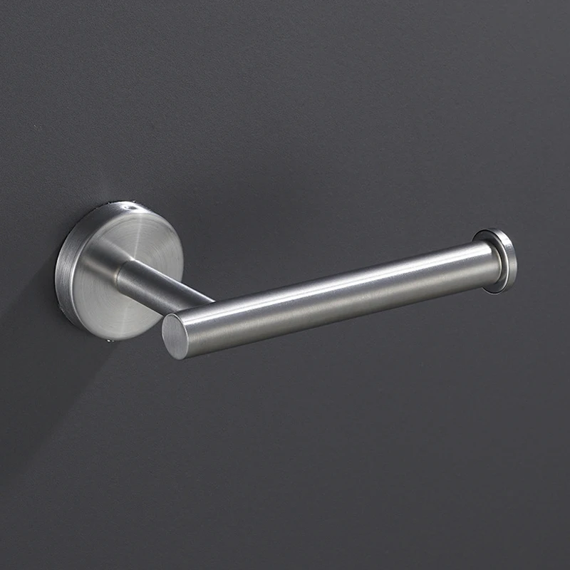Stainless Steel Toilet Paper Holder, Self Adhesive Punch-Free Wall Mounted Tissue Roll Rack, Bathroom Black Paper Towel Organize