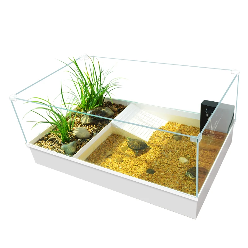 

Turtle tank with sunscreen landscaping ecological feeding box household large glass turtle special tank Brazilian