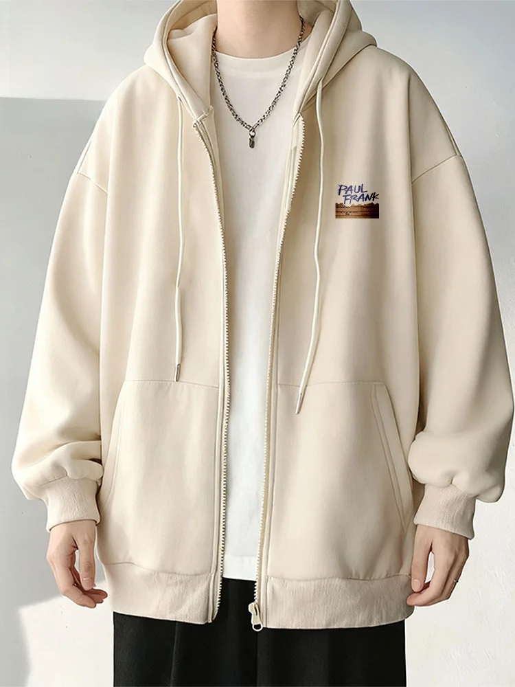 

M Hoodie Jaet 2026 New Spring American Casual Hooded Open Cardigan Top Large Mouth Monkey Print Cotton Polyester