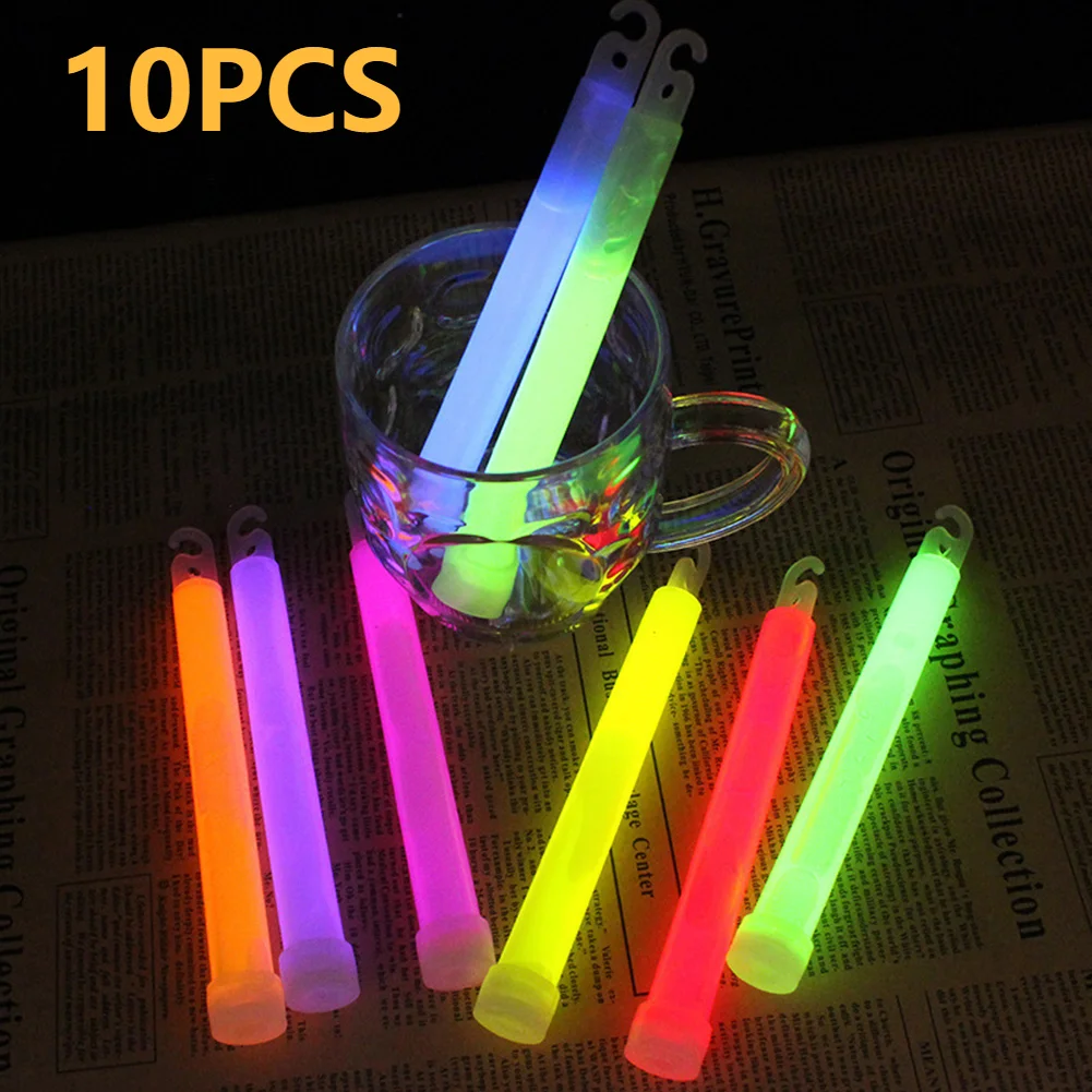 5/10PCS 6Inch Glow Light Sticks Industrial Grade Glow Sticks With Hook Colorful Party Club Camping Christmas Chemical Lights