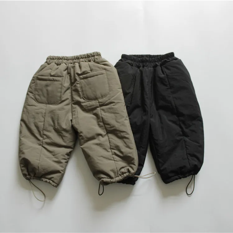 New Winter Children Thicken Warm Ski Pants Solid Color Toddlers Kids Casual Outdoor Climbing Trousers
