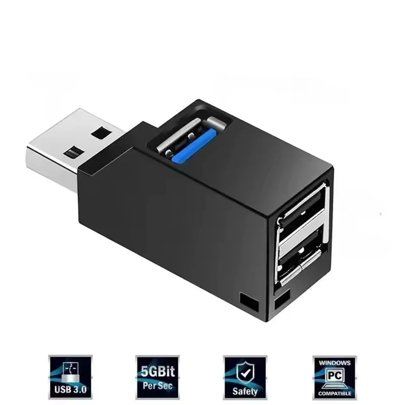 USB 3.0/2.0 HUB Adapter Extender Mini Splitter Box 1 to 3 Ports High Speed USB 2.0 For PC Laptop U Disk Card Reader