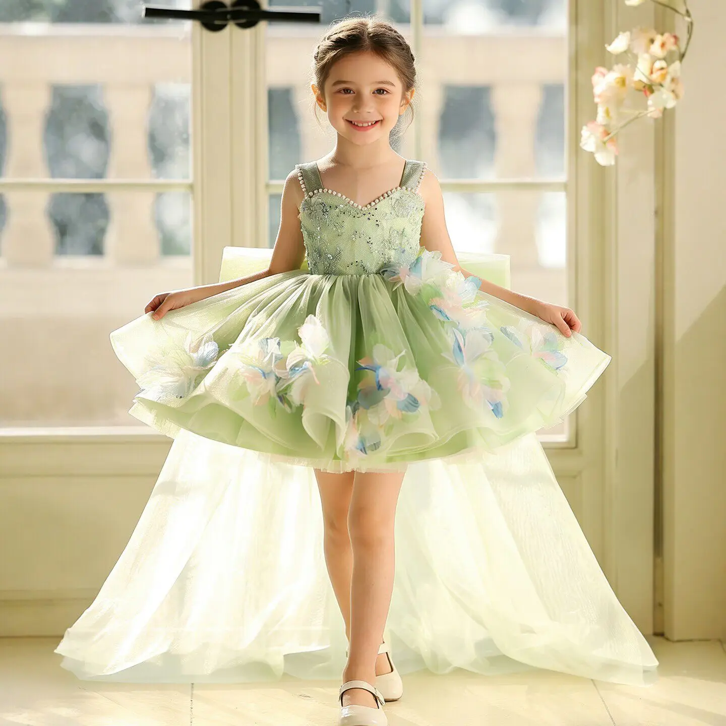 custom-flower-girl-dress-wedding-gown-birthday-party-pageant-dress-spaghetti-strap-3d-floral-beaded-high-low-tulle-princess-dres