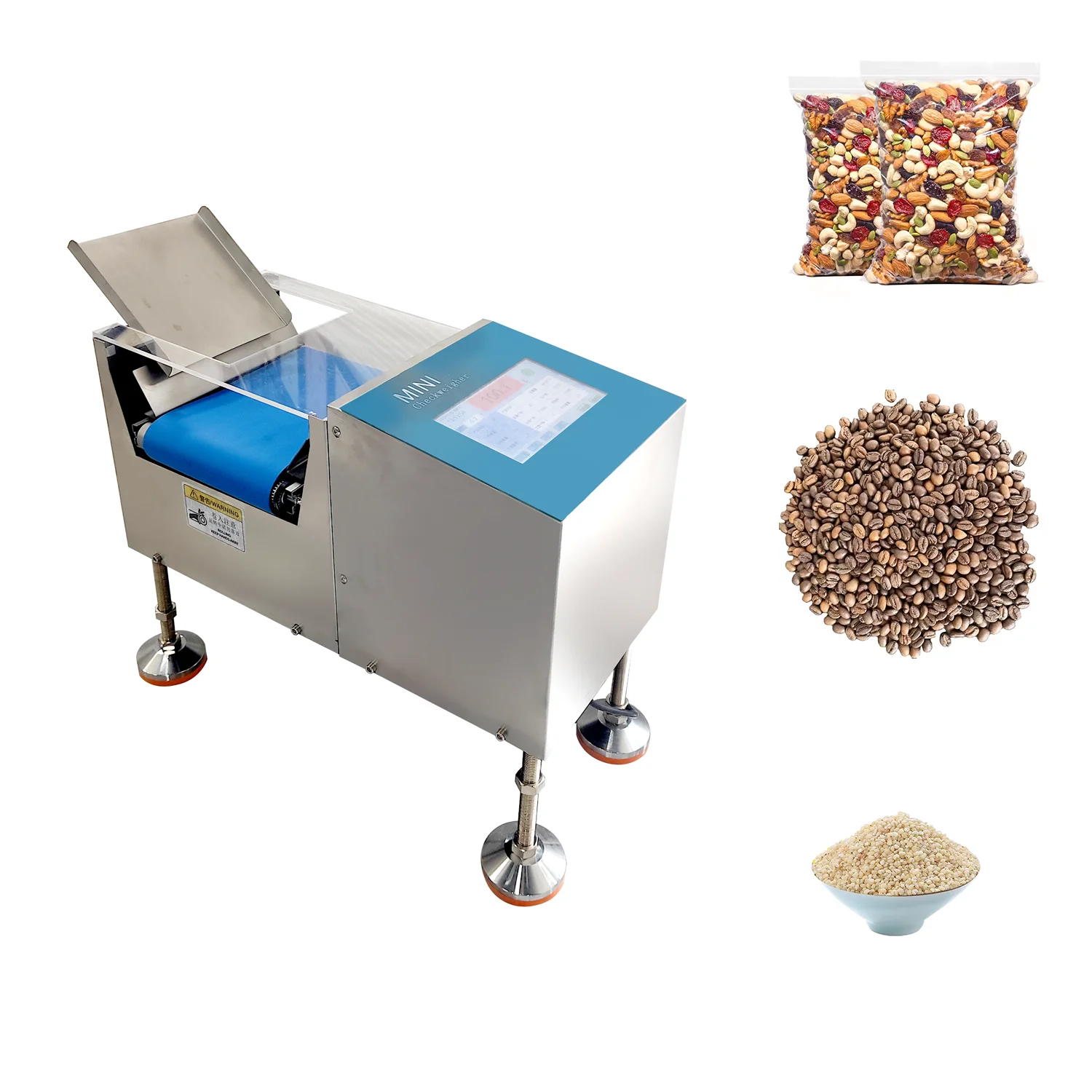 

Small Check Weigher Machine with Belt Conveyor 1000g Capacity 0.1g Accuracy LCD Display Automatic Weight Sorting for Small Food