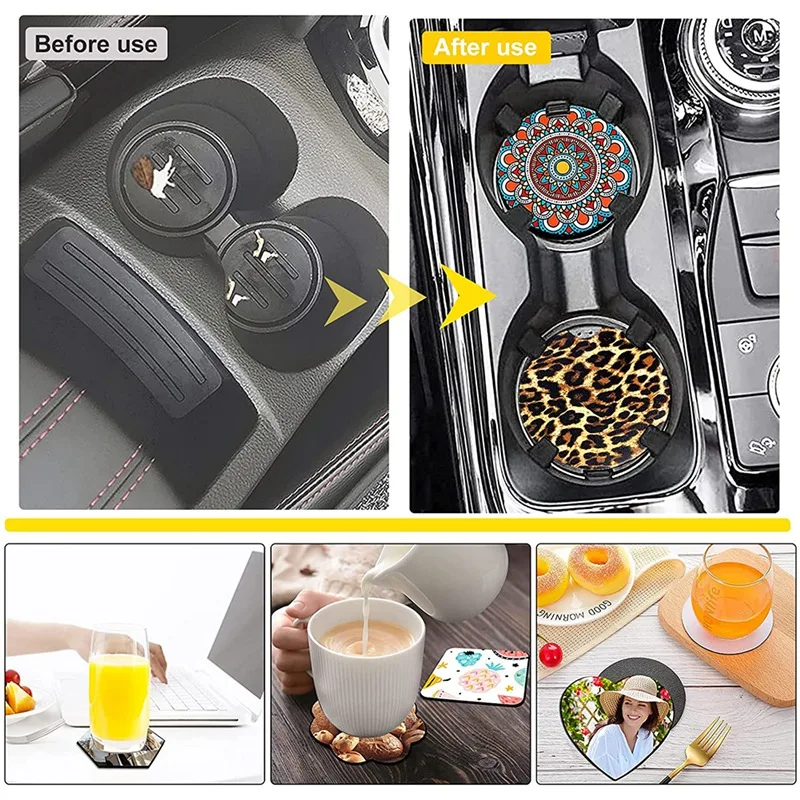 Posavasos de sublimación para manualidades, posavasos de transferencia de calor en blanco, taza con estera de impresión de prensa de calor, posavasos antideslizantes para manualidades, novedad de 42 piezas