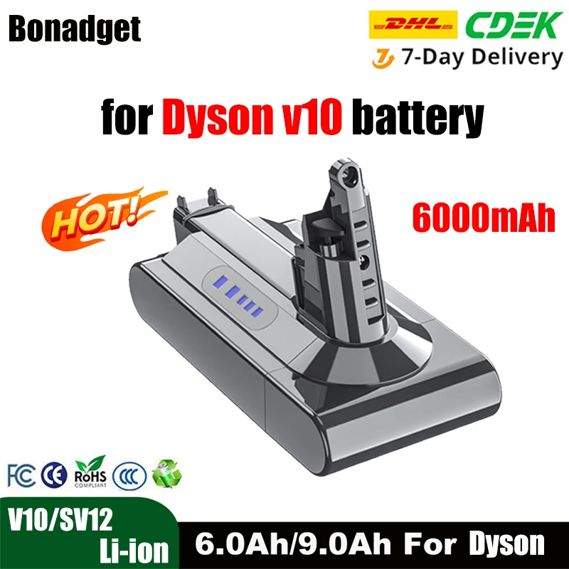 

6000mAh for Dyson V10 Battery Li-Ion Battery for Dyson V10 SV12 V10 Absolute V10 Fluffy Cyclone V10 Vacuum Cleaner Batteries