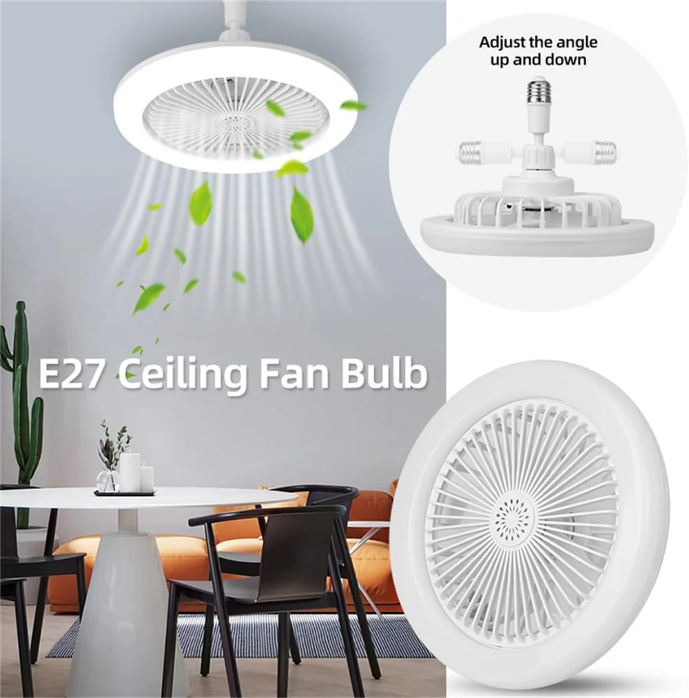 Ceiling Fans with Lights and Remote,Socket Ceiling Fan Light ,Screw in E27/E26 LED Bulb Fan Dimmable LED Fan Light for Bedroom