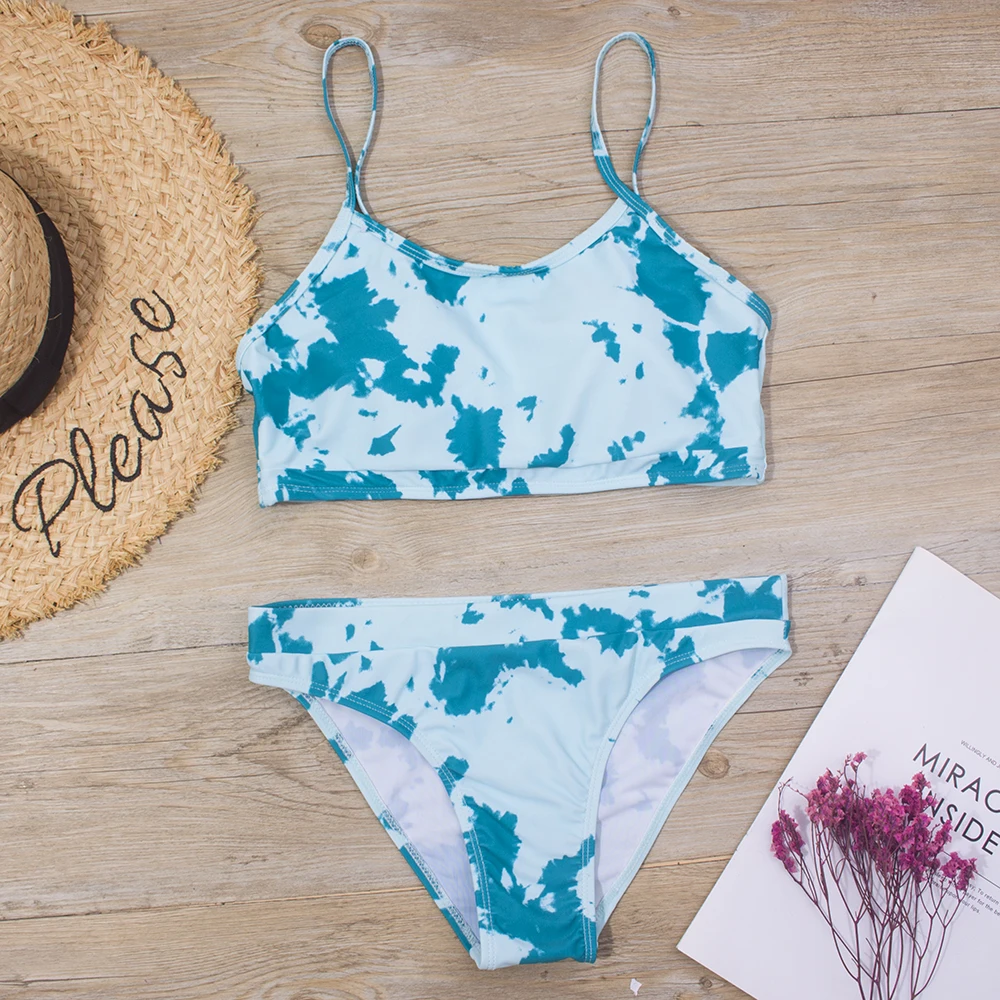 Tie-dye Print Girls Kids Swimsuit 2026 Summer Kid Bandage Bikinis Set Children Baby Bandage Biquini Infantil Swimwear Beachwear