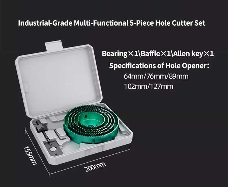 GREENERY 19-127mm Hole Saw Cutting Kit Set for Wood Drywall Particle Board Drilling Woodworking Tools with Storage Case