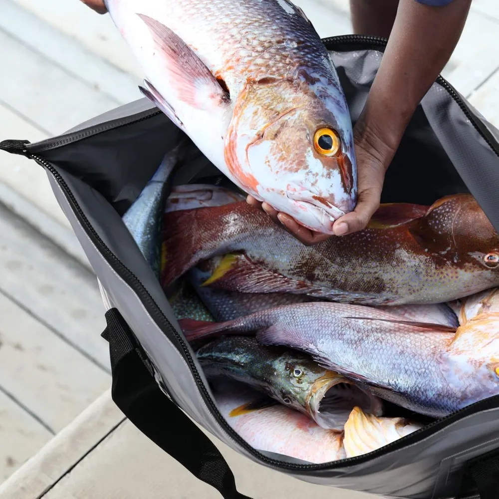 Isolierter Fisch beutel kühler flacher Boden-27,5 qt 58qt wasserdichter Fisch tötung beutel, Angel beutel auslaufs icherer Fisch kühler