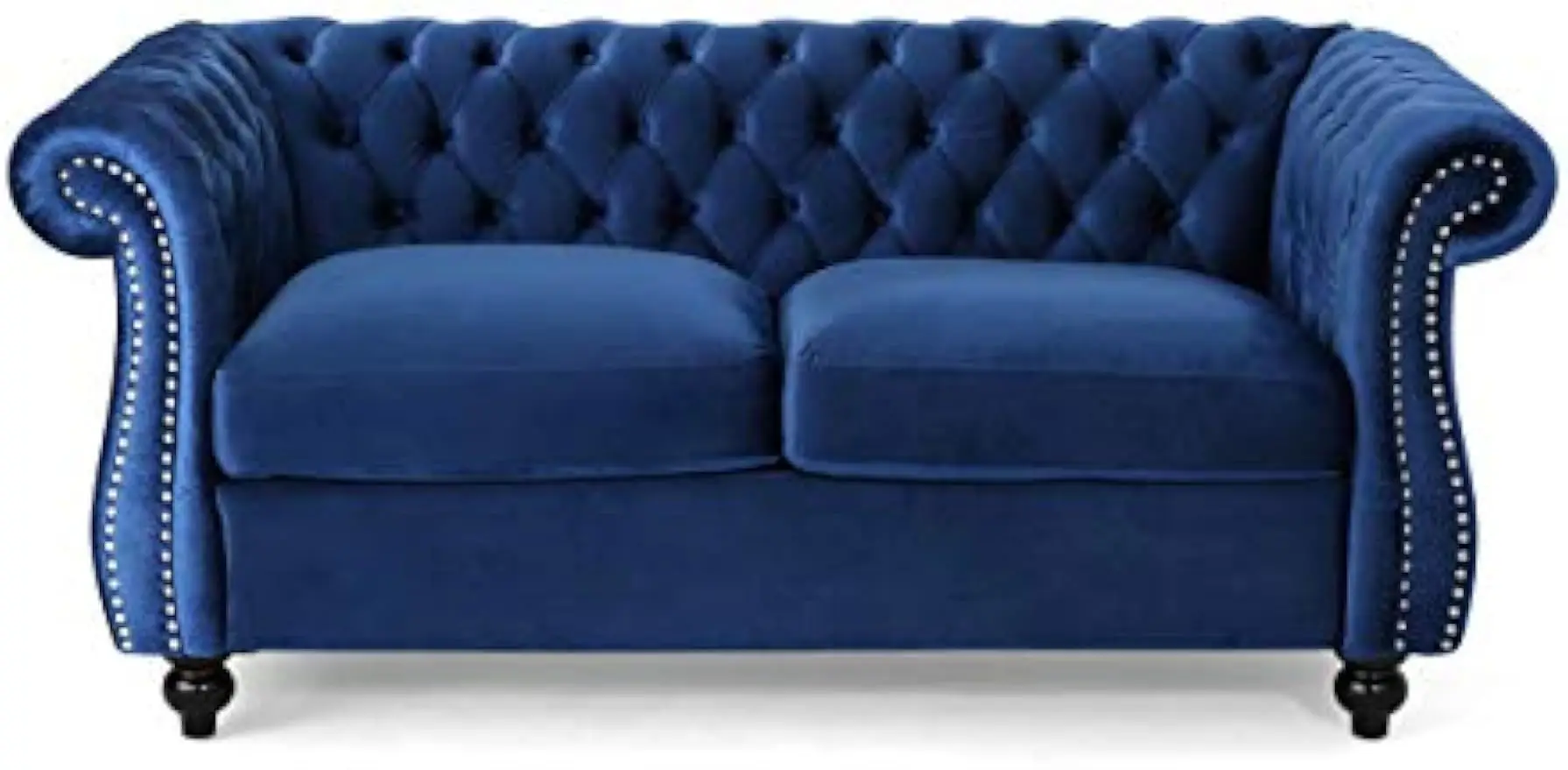 

Christopher Knight Home Karen Traditional Chesterfield Loveseat Sofa, Navy Blue and Dark Brown, 61.75 x 33.75 x 27.75