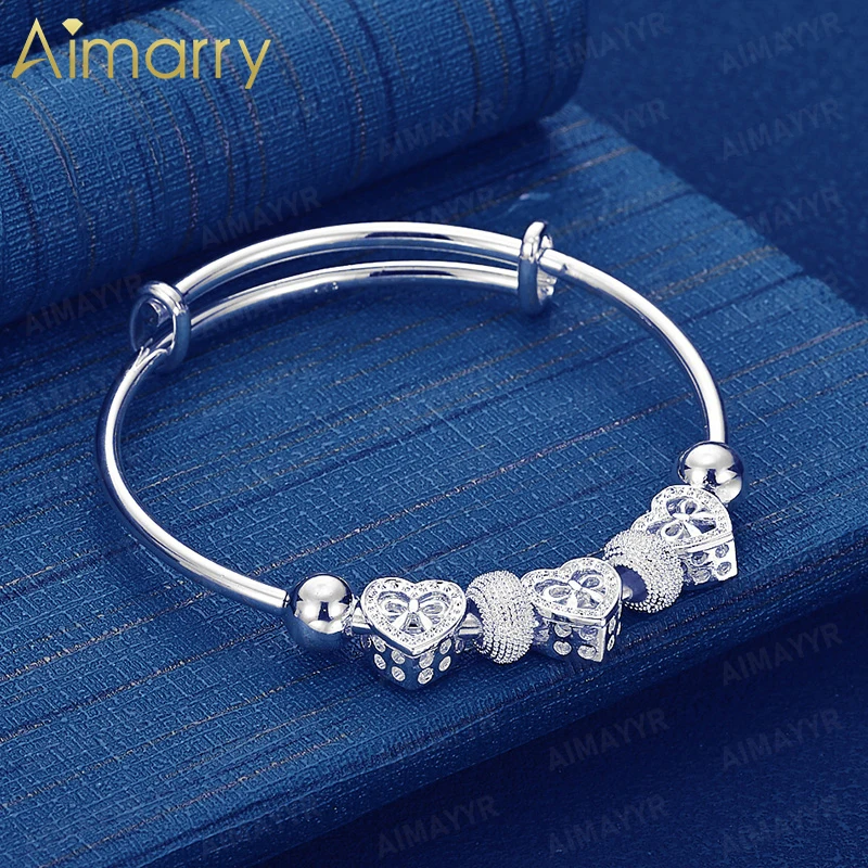 925 Sterling Silver Heart-shaped Hollow Transfer Bead Bracelet for Women's Banquets and Weddings High-quality Fashion Jewelry