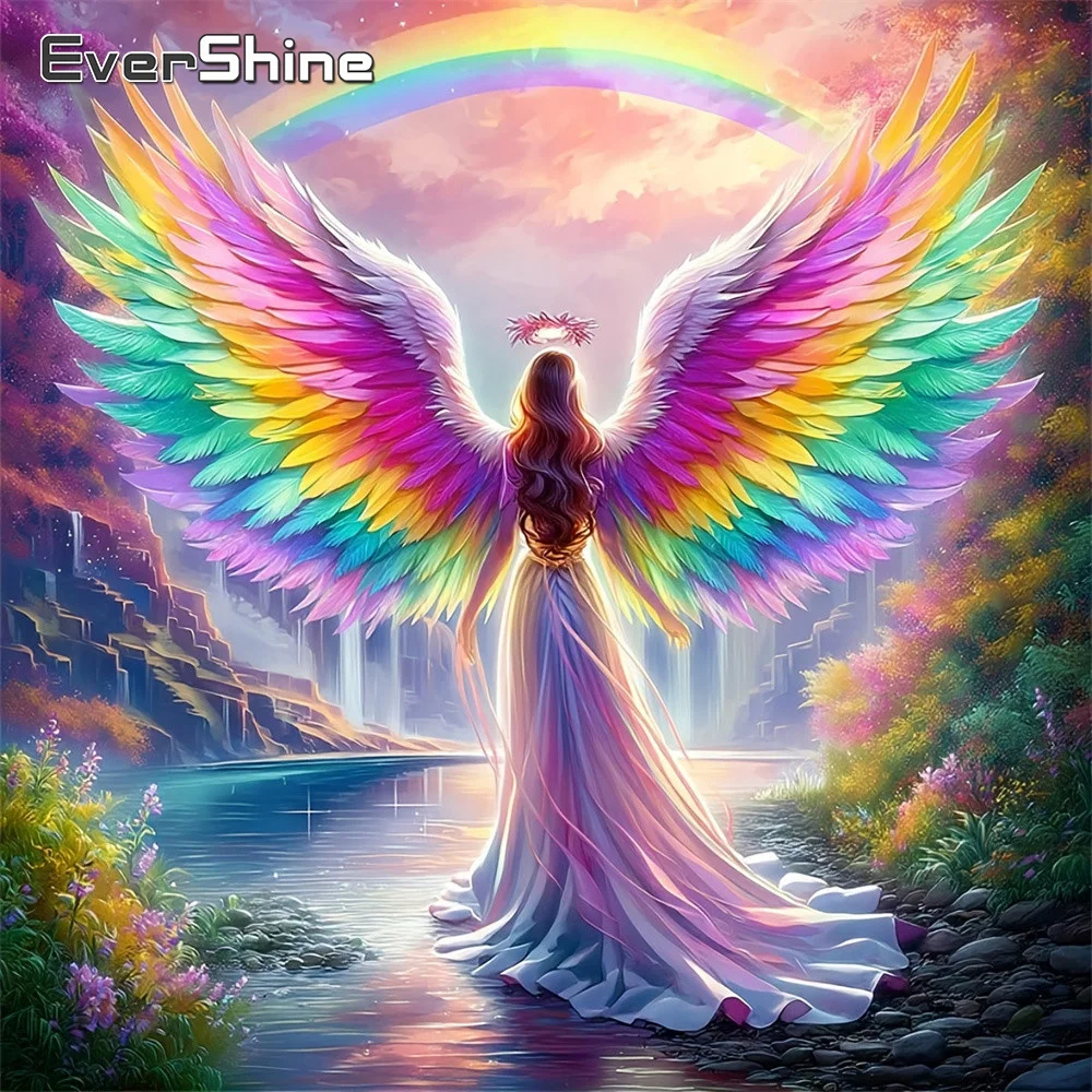 EverShine Regenbogen-Diamant-Mosaik Frauenporträt Strass-Gemälde Vollständige Stickerei Flügel-Handwerksset Handgemachtes Geschenk