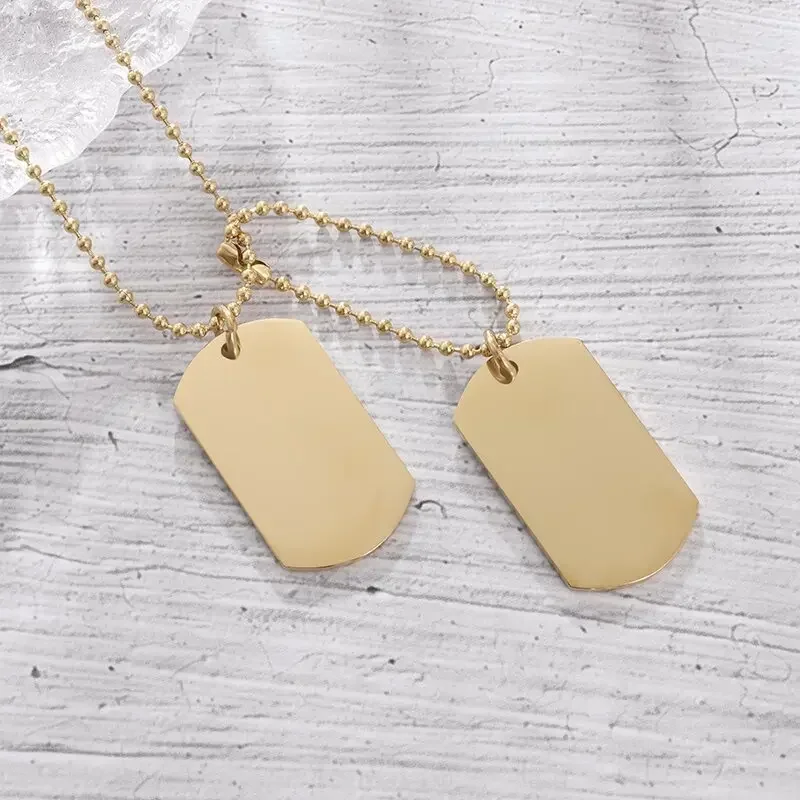 Stainless Steel Double Layer Dog Tag Pendant Necklace Suitable for Men's Fashionable and Simple Trendy Jewelry image 2
