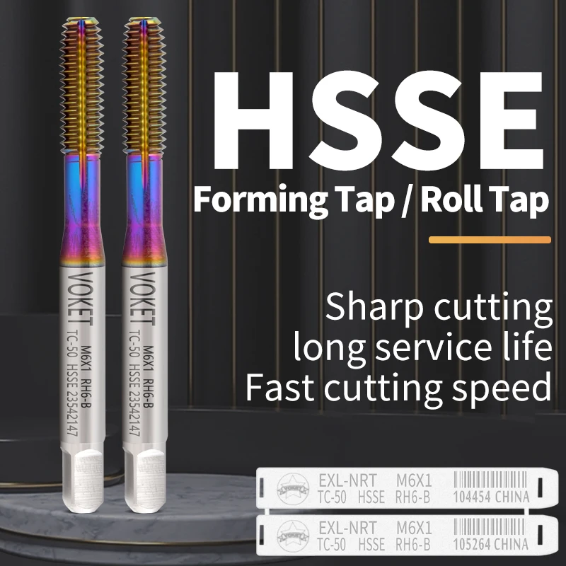 VOKET HSSE-M42 JIS Standard Roll Forming Tap M3 M4 M5 M6 M7 M8 M10 M11 M12 M14 M16 Machine Screw Thread Taps For Aluminum