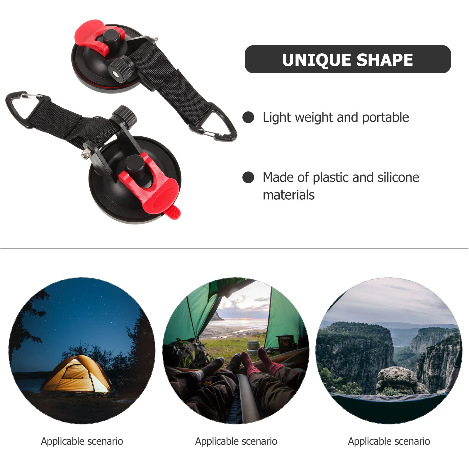 

2pcs Heavy Duty Suction Cup Outdoor Tent Anchors Windproof Waterproof Durable Camping Accessories Car Window Travel Sucker