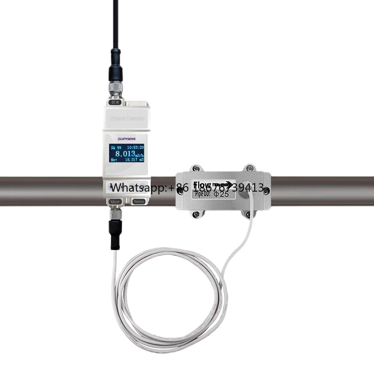 Ultrasonic Flow Meter for Organic Solvents  PFA and Stainless Steel Compatible 50°C Temperature Resistance 2% Accuracy