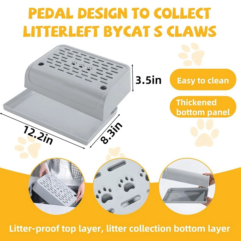 ABAE-Cat Litter Box Рампа с функцией фильтра, двухслойный самоочищающийся ящик для кошачьего туалета Ловушка для кошачьего туалета с местом для хранения