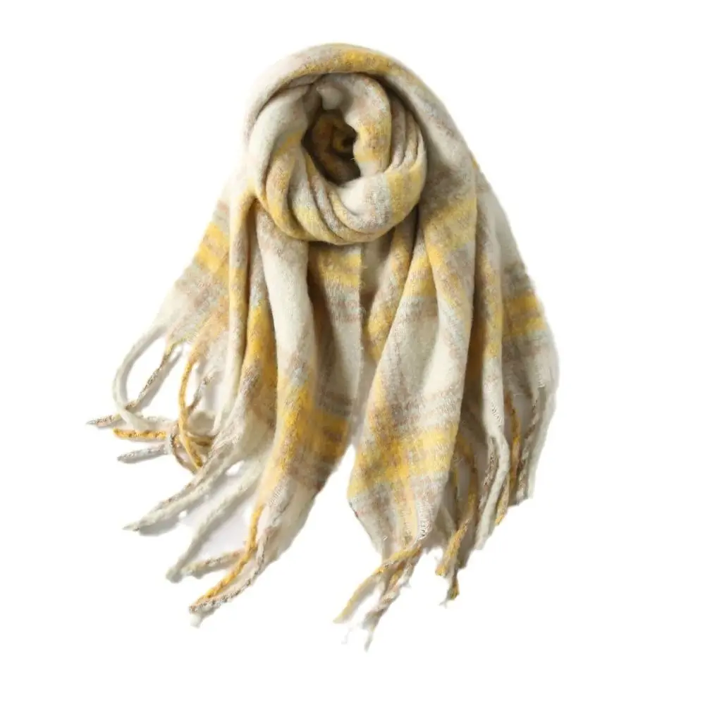 

New Warm Winter Cashmere Scarf Plaid Windproof Thickened Shawl Wrap Soft Long Tassel Scarves Men Women