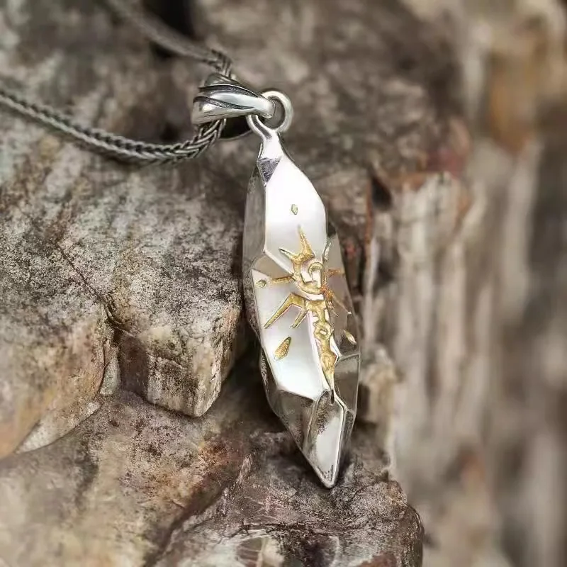 Personalized Sun Rune Wishing Stone Pendant Retro Personalized Meteorite Color Matching Stainless Steel Chain Hip Hop Necklace