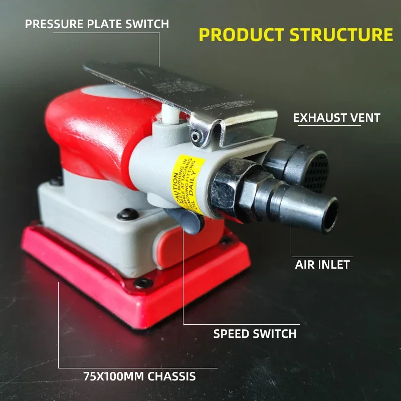 Levigatrice pneumatica quadrata a secco Sander75/100mm macchina per carta vetrata per lucidatura di bellezza della superficie della vernice dell'auto