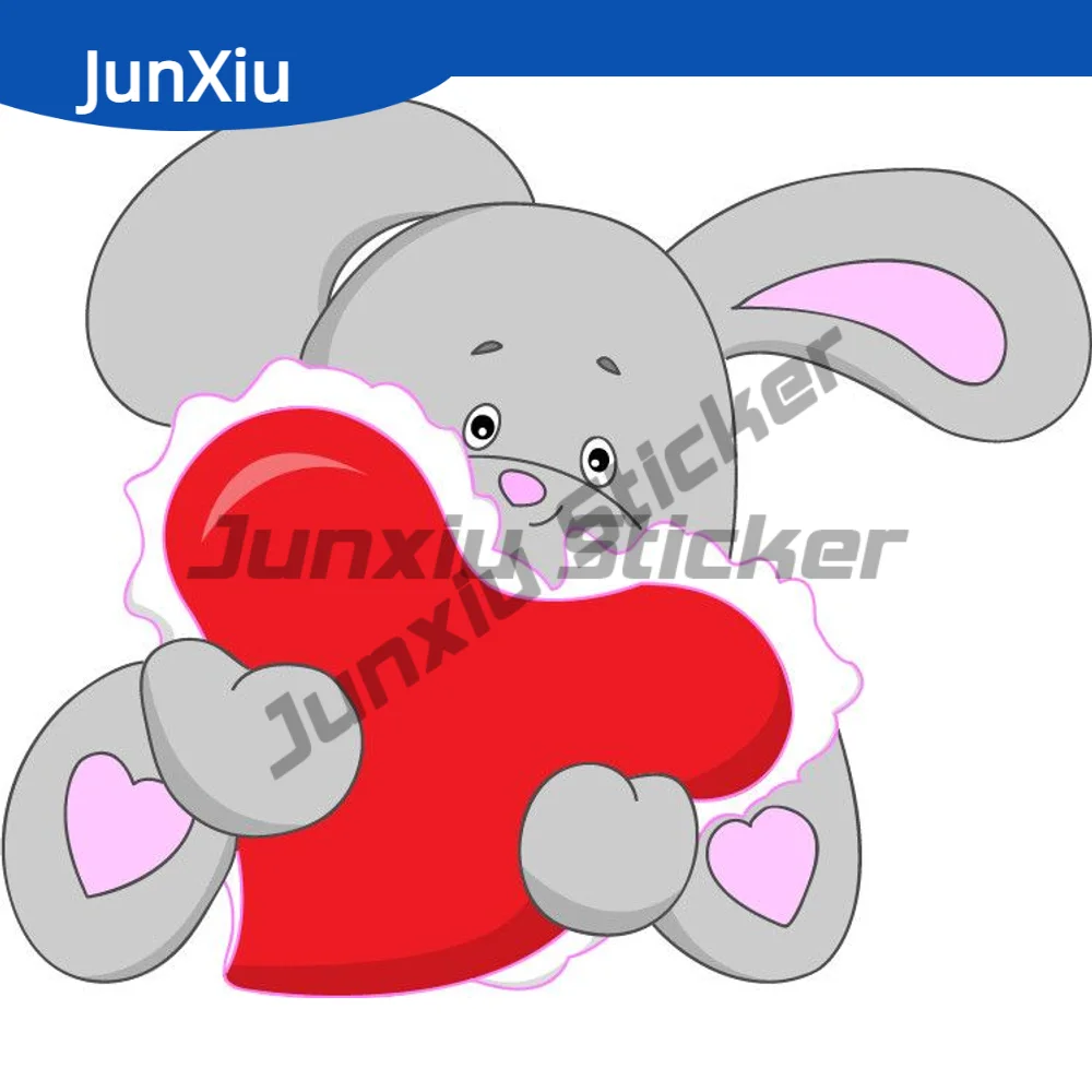 

Bunny Heart Love Animal Sticker Creative Car Bumper Waterproofing Decorative Outdoor Decor Decal Exterior Accessories Vintage