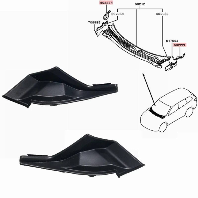 1pc For Mitsubishi Outlander 2013-2020 Front Windshield Deflector Corner Protector Engine Hood Rear Cover Plate