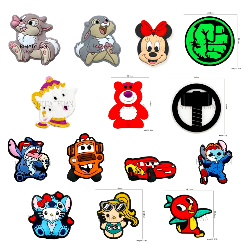 10pcs stitch racing car Thumper Minnie mouse focal Silicone beads Teether Jewelry Beads Food Grade For pen Pacifier Chain