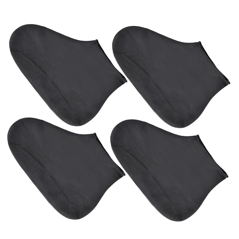 2Pairs Latex Rain Shoe Covers Overshoe Booties Sneaker Covers Nonslip Rainproof Shoe Protectors Rainy Weather Use