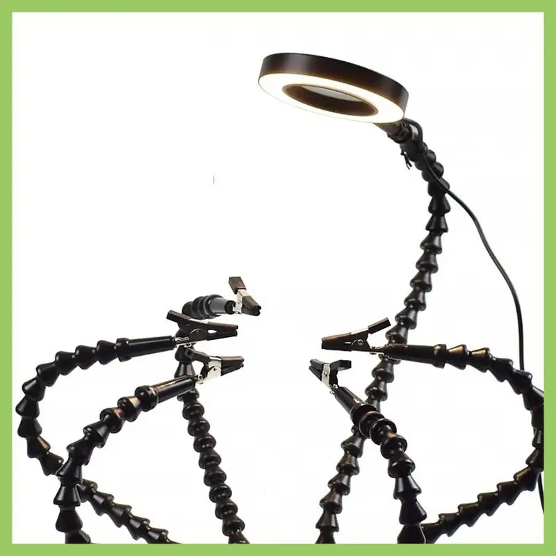 

Third Hand Soldering PCB Holder Tool Helping Hands Crafts Hobby Welding Station USB DC Cooling Fans 6Pc Flexible Arms