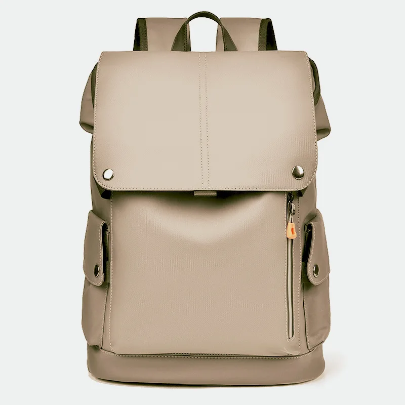 Waterproof Large Capacity Men's Laptop Backpack with USB Charging Port PU Leather Computer Business Backpack for Travel