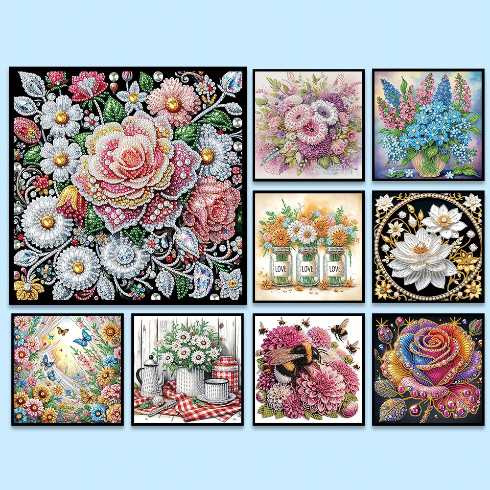 

Набор для алмазной вышивки 5D DIY с частичной выкладкой, специальные фигурные стразы, Декор «Цветы», 30x30 см