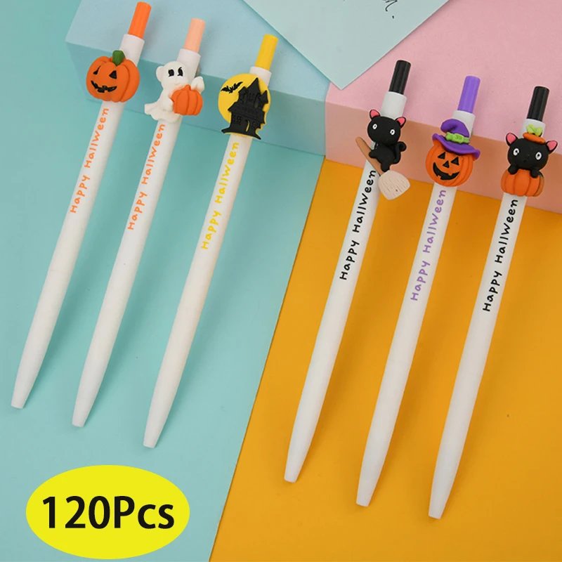 

120Pcs Funny Cute Halloween Pens Writing Kawaii Pumpkin Gel Pen Witch Ghost Stationery