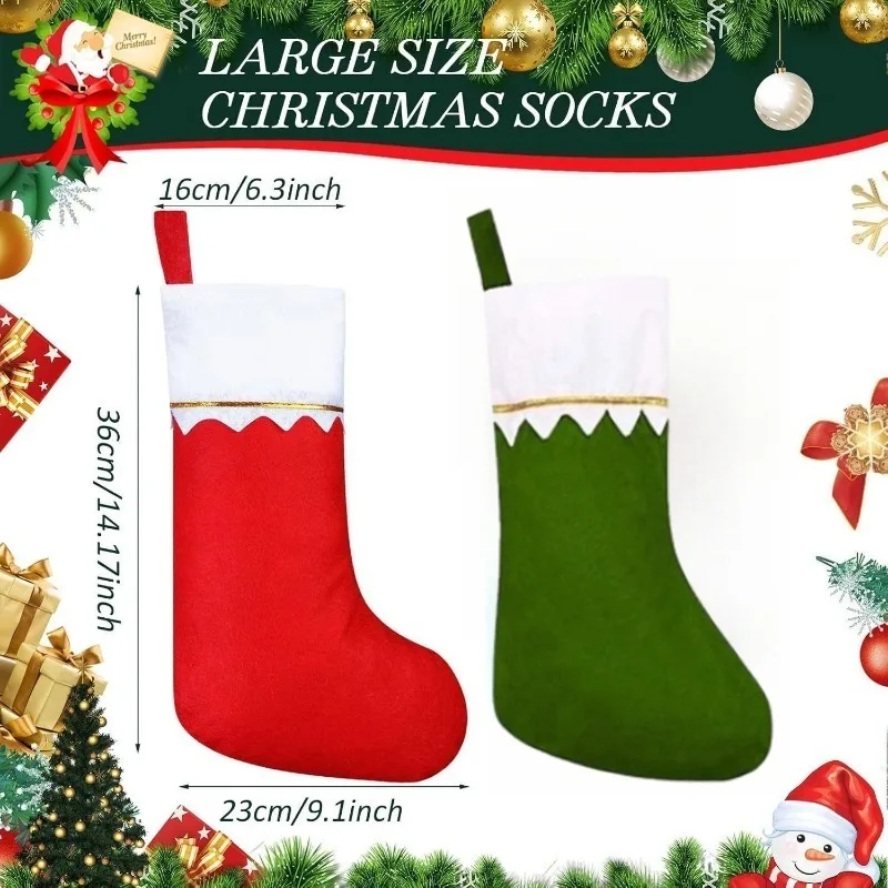 Double Sided Gold Trim Christmas Stockings Red Velvet Hanging Bags Xmas Tree Ornaments Holiday Home Party Festive Decorations view 6