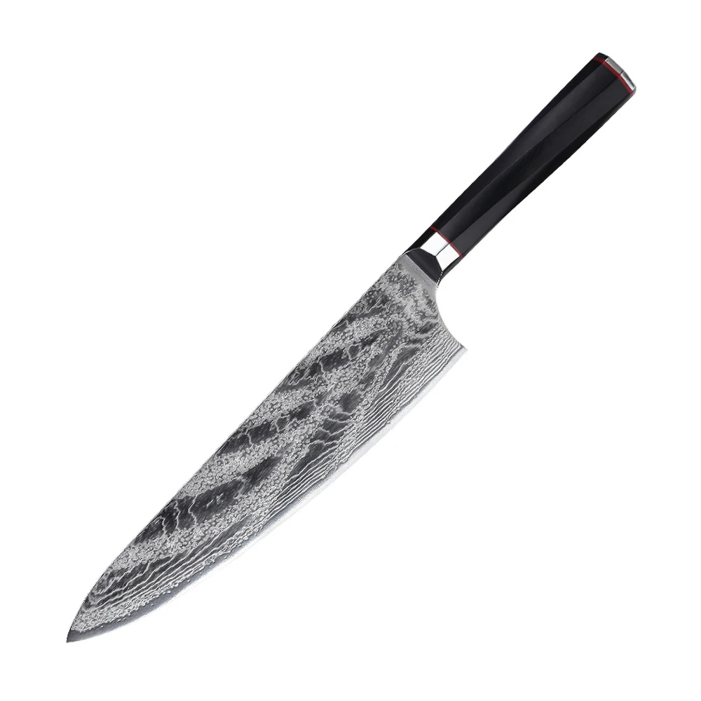 AUS10 Damascus Chef Knife 73 Layers Steel Blade Meat Cleaver Twisted Octagonal G10 Handle 9inch Japanese Big Kitchen Knives