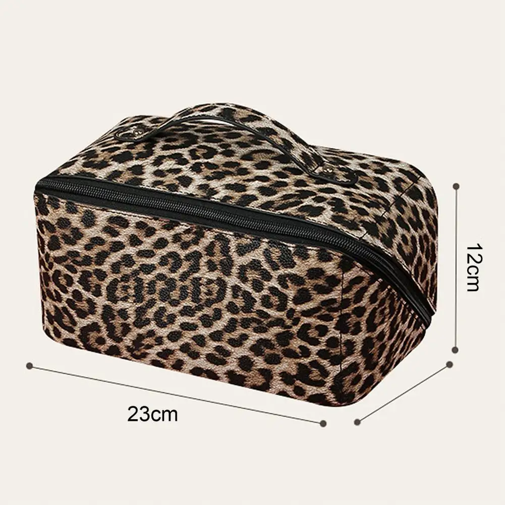 Women Cosmetic Bag High Capacity Dust-proof Waterproof Faux Leather INS Leopard Print Travel Make-up Bag bolsos de maquillaje