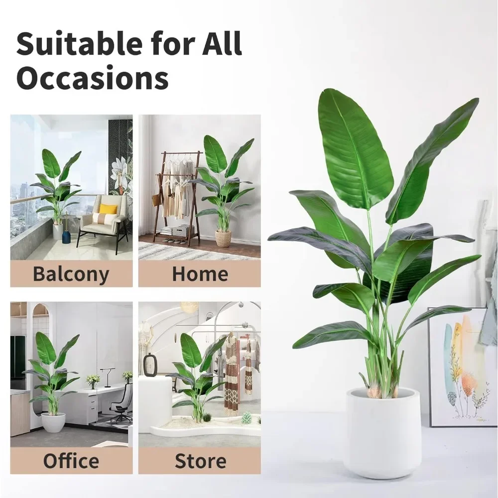 Artificial Plants Fake Trees for Home Living Room Office Indoor Outdoor Decor Faux Palm Tree Potted Plant With Real Touch Leaves