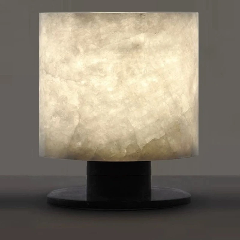 

New Chinese marble table lamp 2024 new high-end bedroom bedside lamp retro