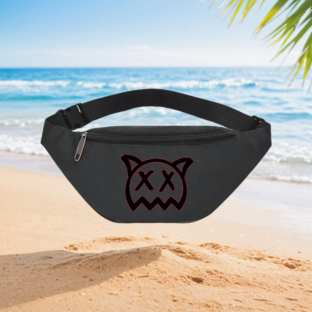Dead Cat Face Patterned Unique Design Waist Backpack Crossbody Chest Bag Street Casual Sporty Fashionable Simple Printed Design