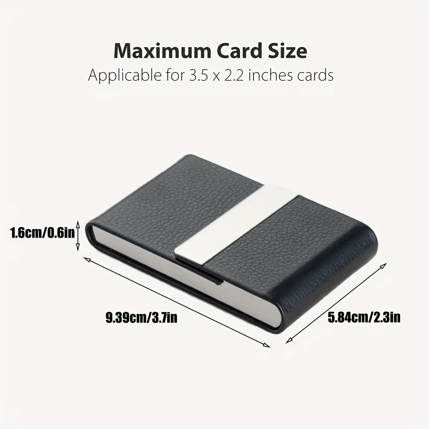 Elegant PU Leather Business Card Holder, Metal Slim Name Card Case with Closure for Men or Women - Perfect Pocket Card Holder