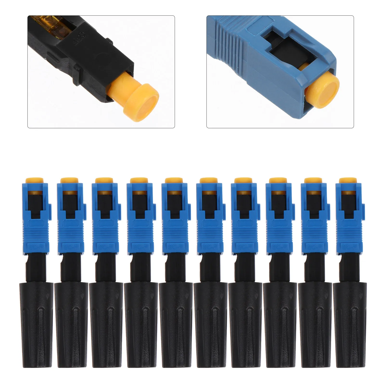 10Pcs Optic Fiber Quick Connector Fast Installation Single-Mode Fiber Connector Adapter High Reliability Low Loss Network