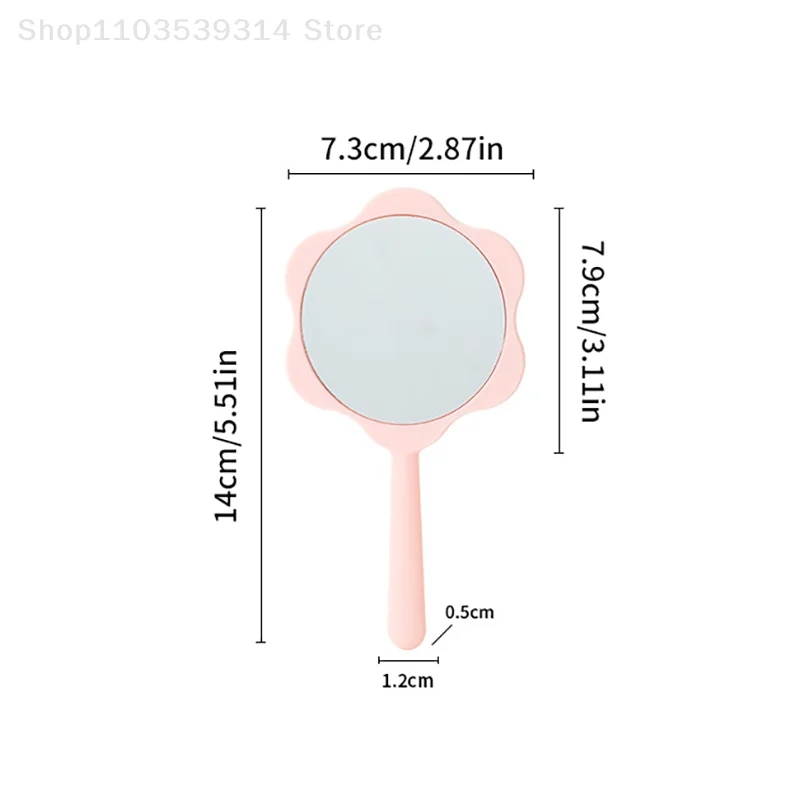 مرآة تزين بمقبض زهور ، مرآة صغيرة لطيفة للفتيات ، يد بيد ، مرآة يمكن حملها
