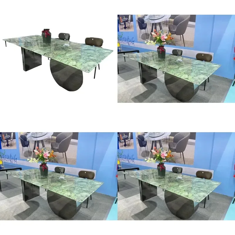 New Design High Quality Dining Table Natural Luxury Stone Top Stainless Steel Legs Dining Room Furniture Dining Table